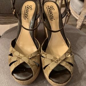 Authentic GUCCI Guccisima signature canvas wedges